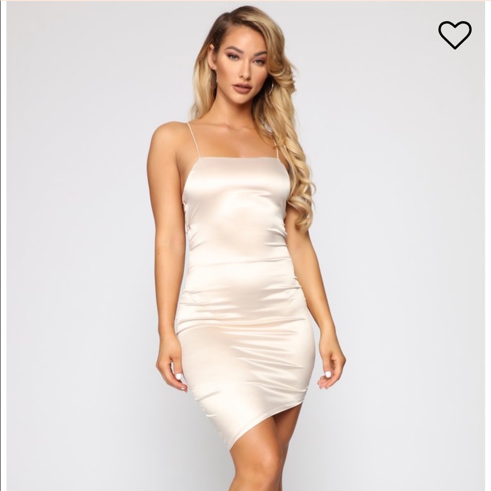 Fashion Nova Nude Cross Back Mini Dress